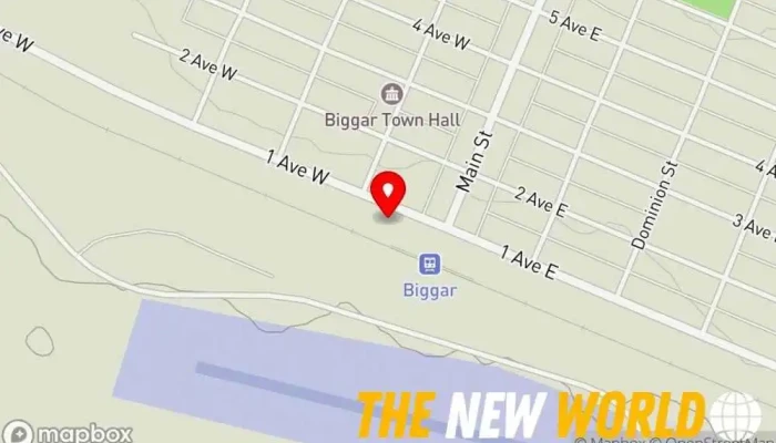 map of Biggar Train Station Parking lot in Biggar
