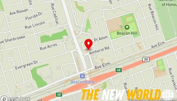 map of Jazzercise West Island Studio Physical fitness program, Fitness center, Health consultant in Beaconsfield