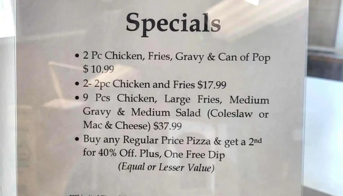 Marshs Snack Bar Menu - Bonavista