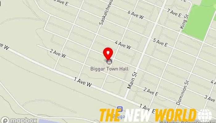 map of Town Of Biggar - Town Office City government office in Biggar